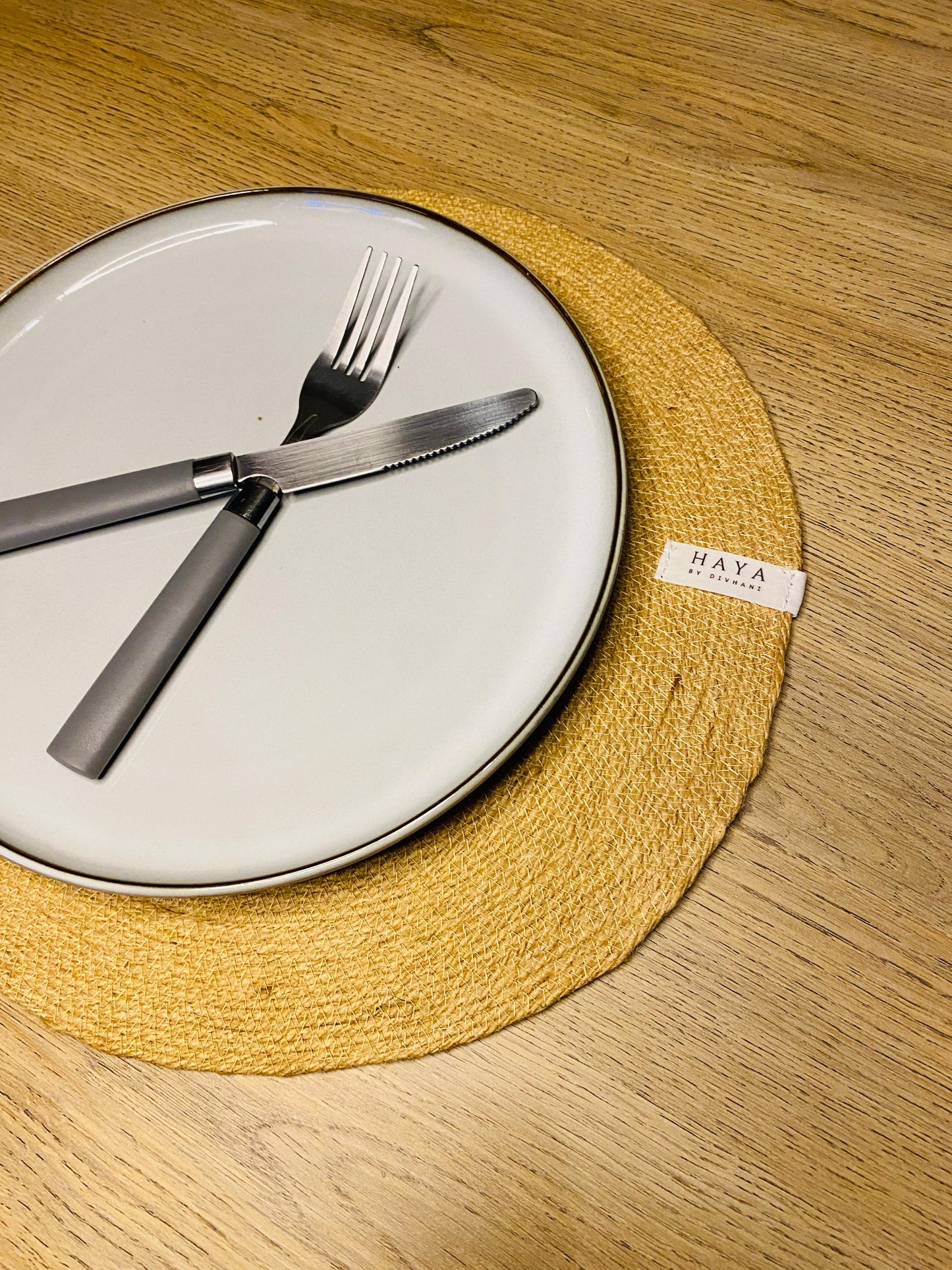 Golden Brown Jute Rope Round Placemats (Set of 2)