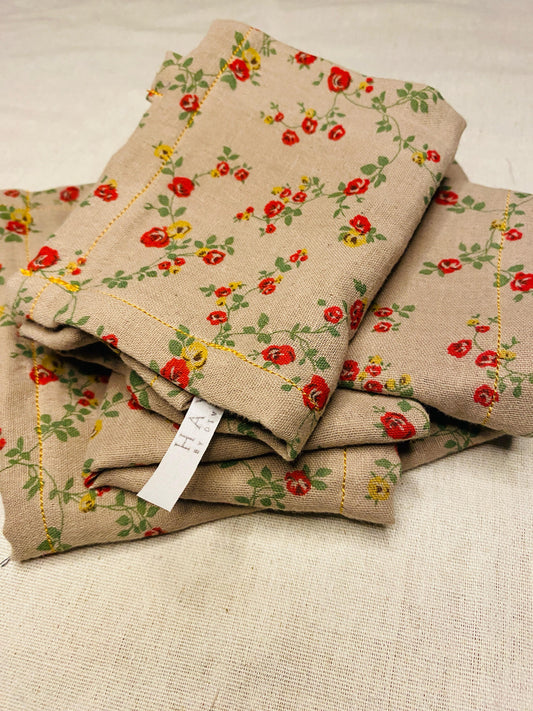 Bloom Linen Table Napkins – Vintage Rose Print (Set of 2)