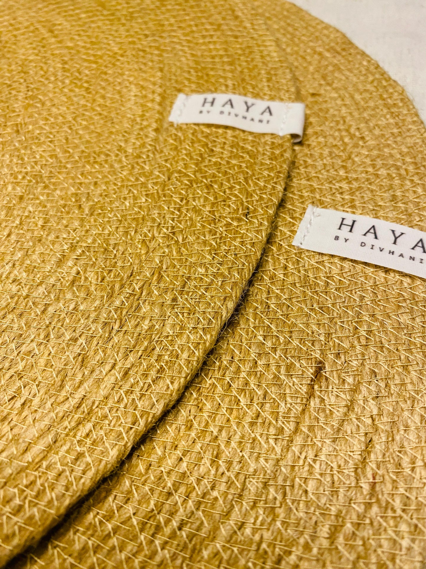 Golden Brown Jute Rope Round Placemats (Set of 2)