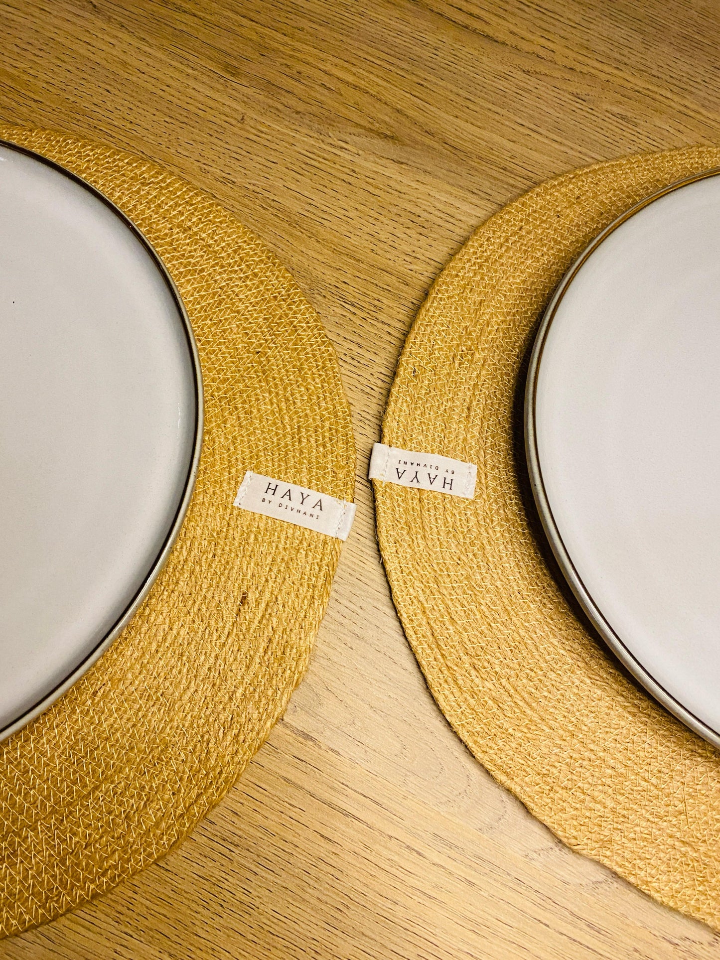 Golden Brown Jute Rope Round Placemats (Set of 2)