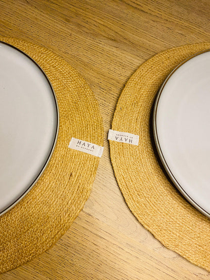 Golden Brown Jute Rope Round Placemats (Set of 2)