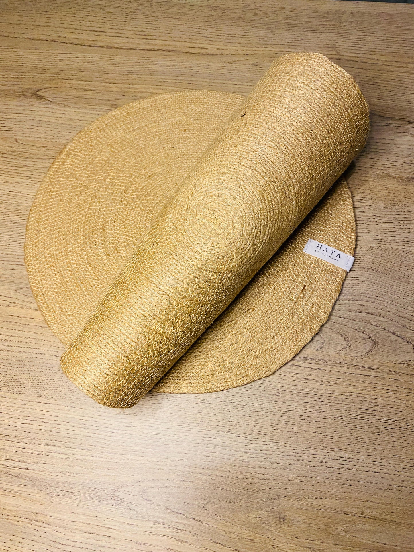 Golden Brown Jute Rope Round Placemats (Set of 2)