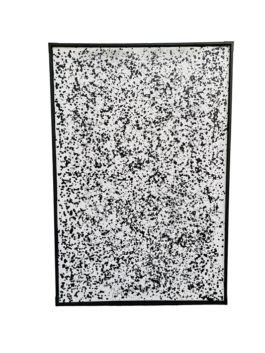 Monochrome Drift – Abstract Black On White Dotted Wall Art