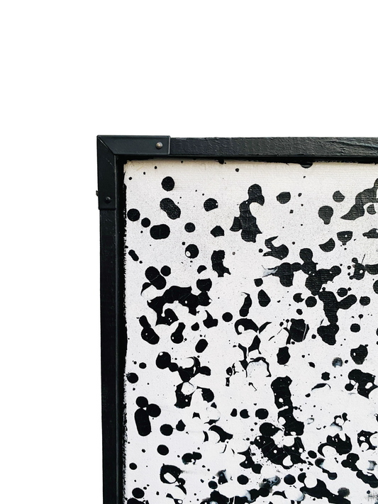 Monochrome Drift – Abstract Black On White Dotted Wall Art