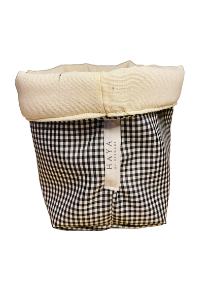 Checkered Fabric Storage Basket