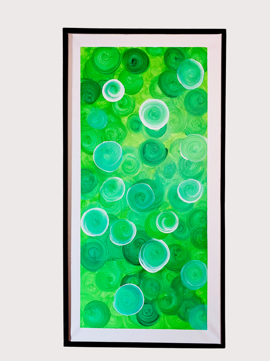 Verdant Whispers – Abstract Green Swirl Wall Art